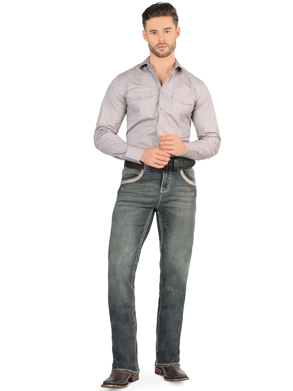 Pantalón para Hombre de Mezclilla Vaquero LAMASINI (Heavy Denim) LM1868