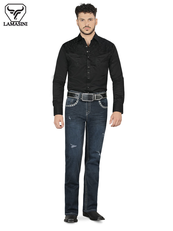 Pantalón para Hombre de Mezclilla Vaquero LAMASINI LM1872