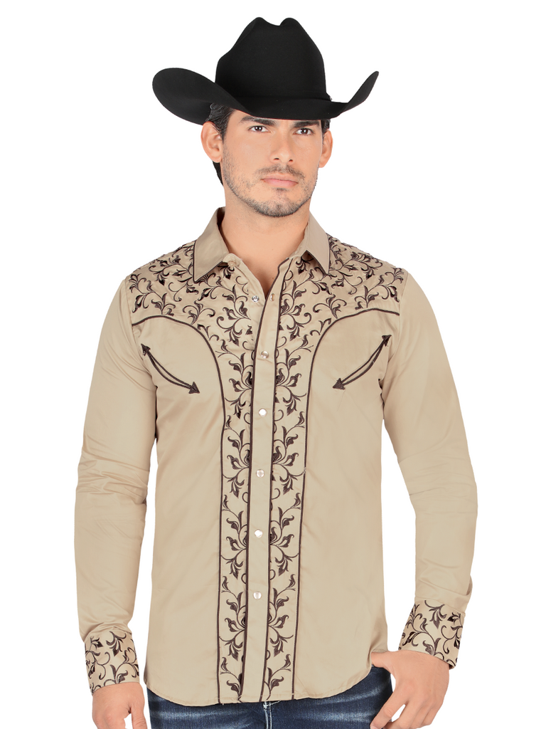 Embroidered Denim Shirt for Men LAMASINI Style LM-2209