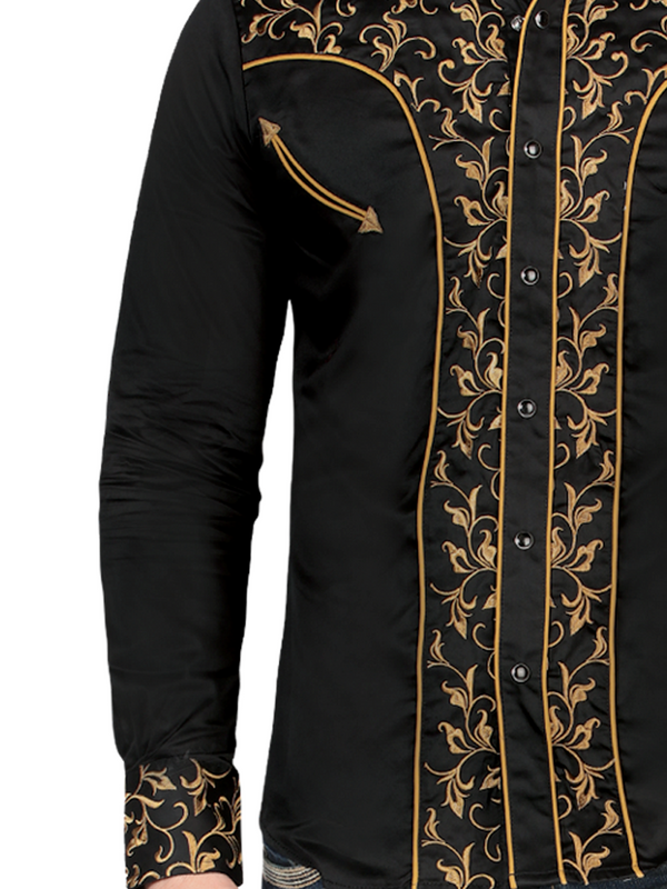 Embroidered Denim Shirt for Men LAMASINI Style LM-2209