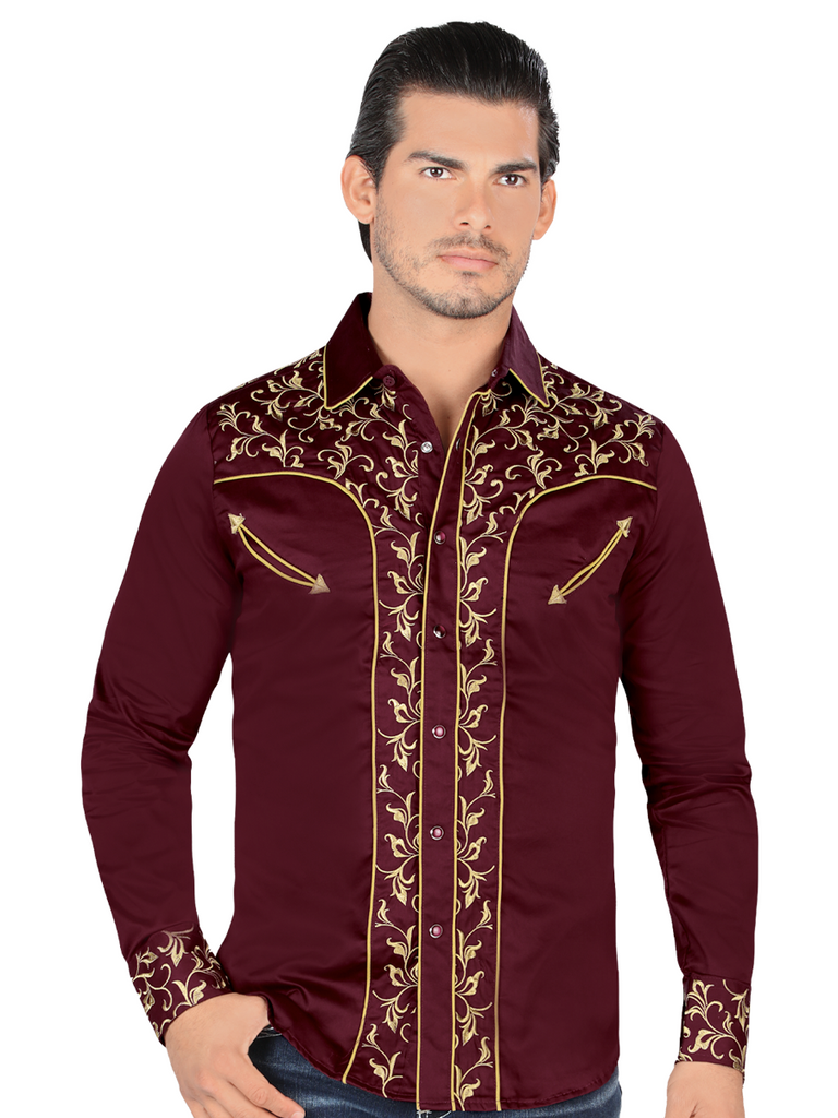 Embroidered Denim Shirt for Men LAMASINI Style LM-2209