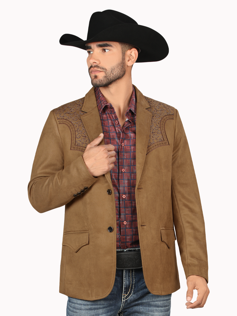 Saco MONTERO Bordado Para Caballero Estilo MT-2182 Cafe