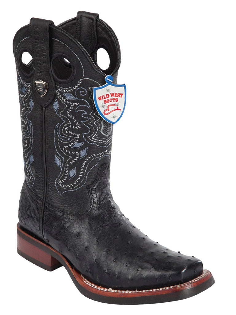 Bota Rodeo Wild West Avestruz Para Caballero Original Horma Rodeo 28190305 Black