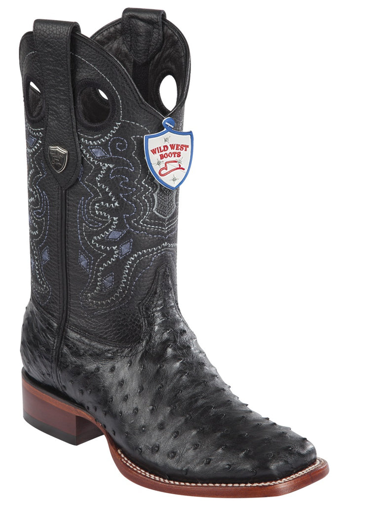 Rodeo Wild West Ostrich Boot For Men Original Last Bull Dog 28240305 Black
