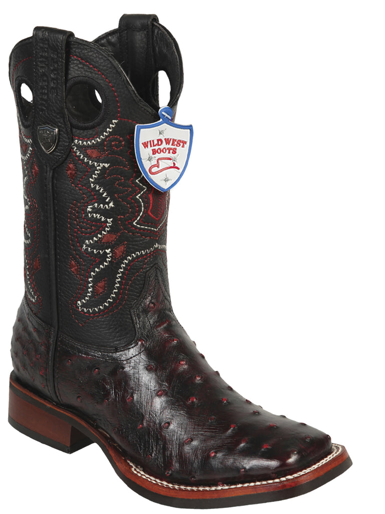 Rodeo Wild West Ostrich Boot For Men Original Last Bull Dog 28250318 Black Cherry