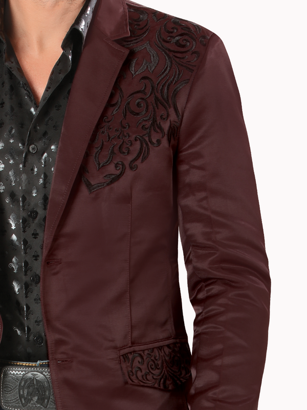 Saco MONTERO Bordado Para Caballero Estilo MT-2185 Vino