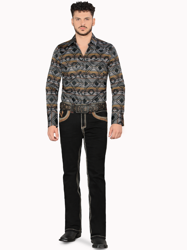 Pantalón para Hombre de Mezclilla Vaquero LAMASINI (HEAVY DENIM) LM12101 Black