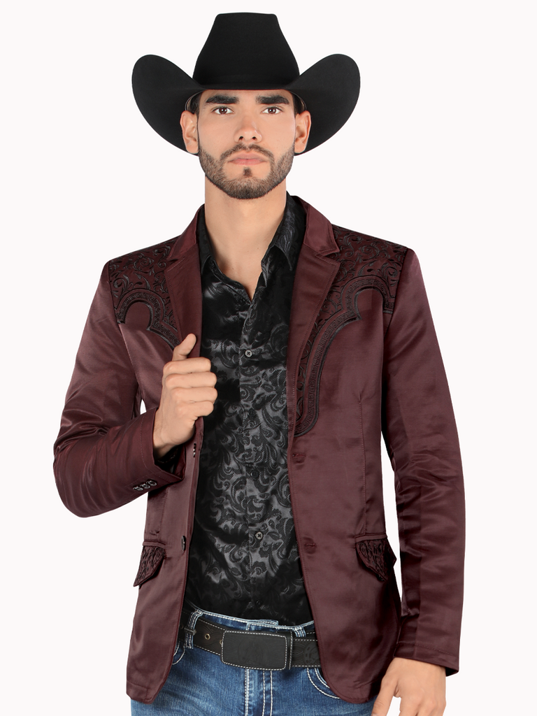 Saco MONTERO Bordado Para Caballero Estilo MT-2179 Vino