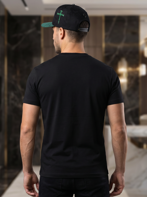 BARABAS Premium San Judas Tadeo BS6TR04 Black Rhinestone T-Shirt – Slim Fit Luxury Designer Tee 
