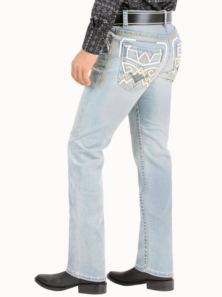 Pantalón para Hombre de Mezclilla Vaquero MONTERO (Heavy Denim) MT-4644 Light Blue