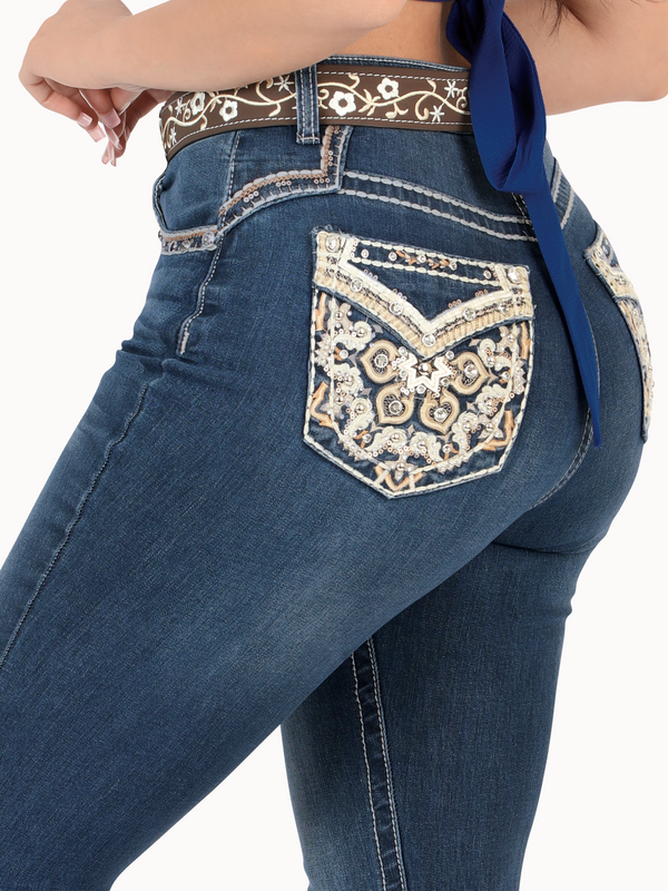 Pantalón para dama Vaquero de Mezclilla Stretch MONTERO Código D850