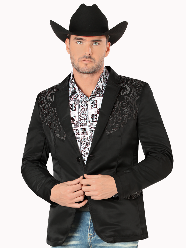 Saco MONTERO Bordado Para Caballero Estilo MT-2185 Negro / Charcoal