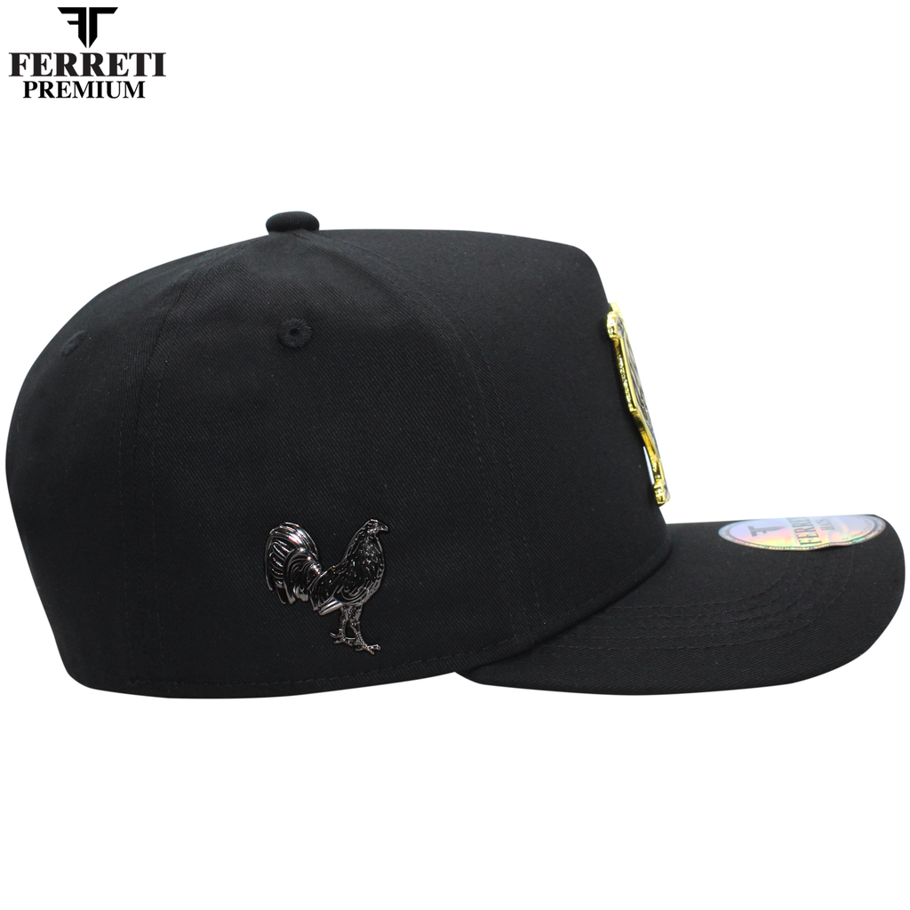 Dominican Republic Gold Badge Rooster Tuna Trucker Hat – Adjustable Snapback Cap With PU Leather Front, One Size - View #12