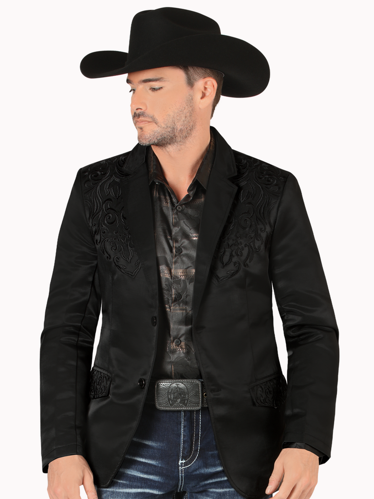 Saco MONTERO Bordado Para Caballero Estilo MT-2185 Negro / Negro
