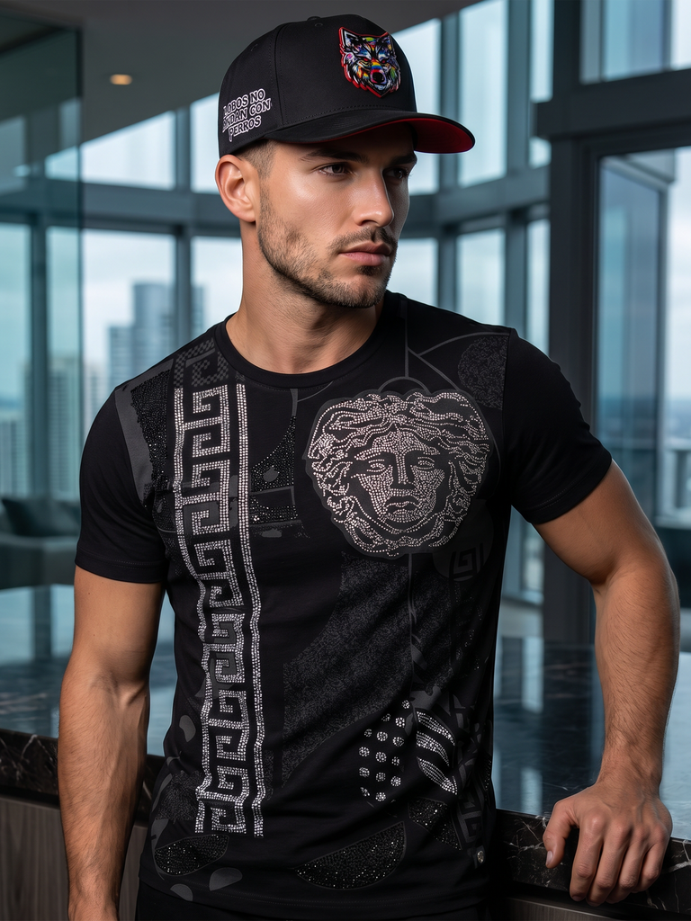 LAV94651 Premium Medusa Luxe Tee – Black Edition