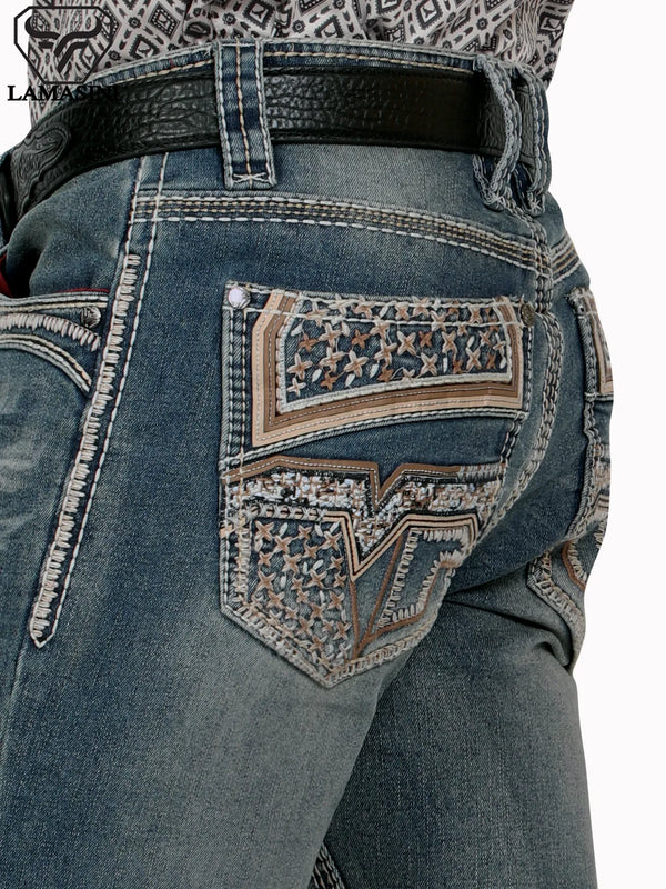 Pantalón para Hombre de Mezclilla Vaquero LAMASINI (HEAVY DENIM) LM12106 Blue