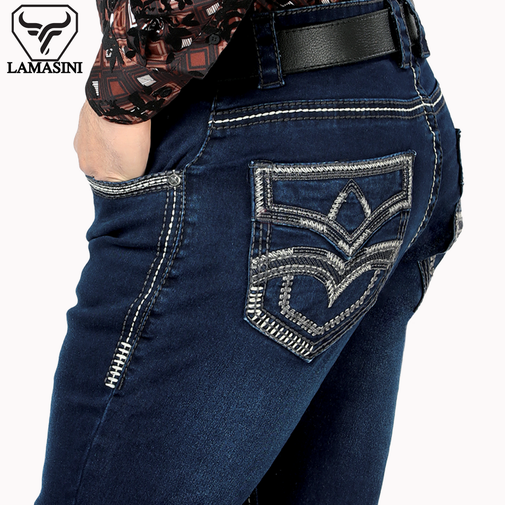 Pantalón para Hombre de Mezclilla Vaquero LAMASINI (Heavy Denim) LM1867