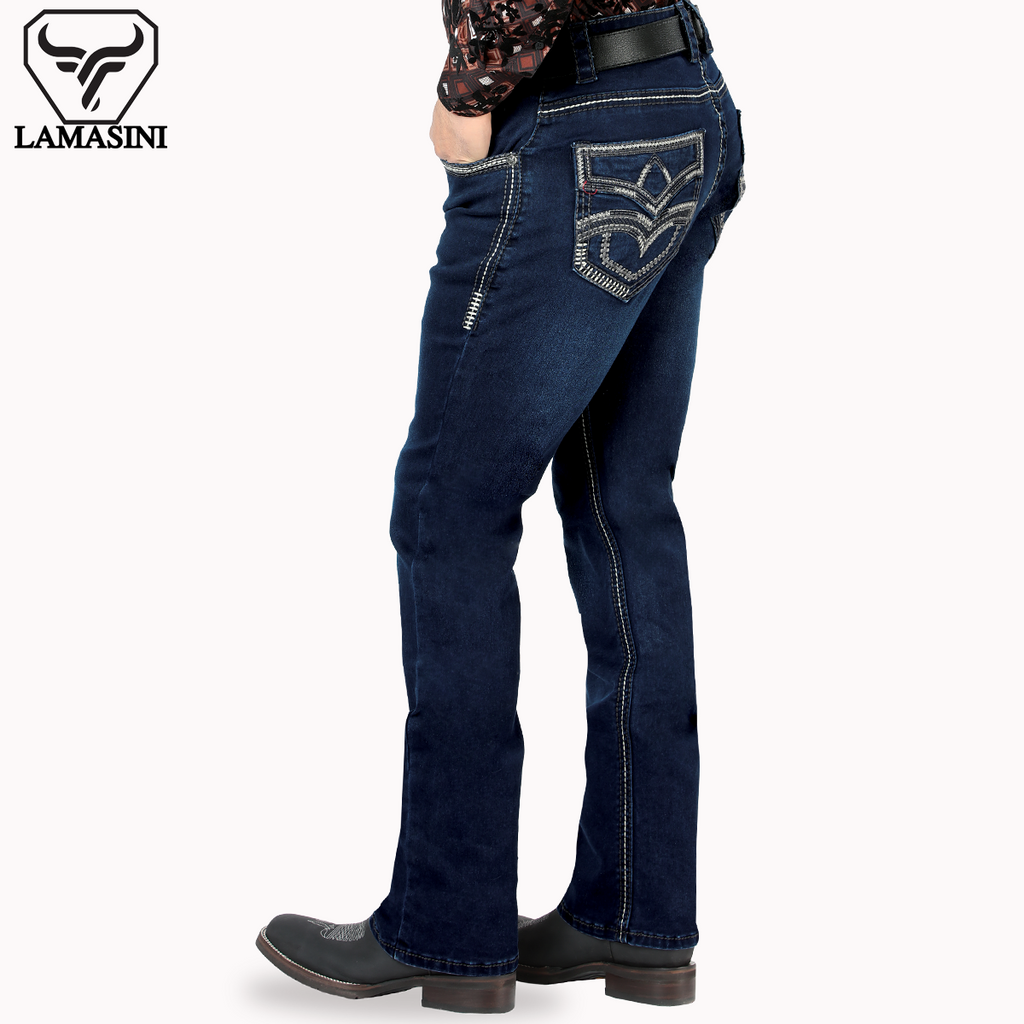 Pantalón para Hombre de Mezclilla Vaquero LAMASINI (Heavy Denim) LM1867