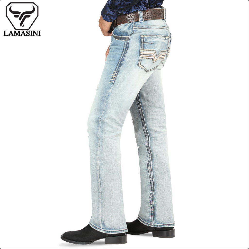 Pantalón para Hombre de Mezclilla Vaquero LAMASINI (Heavy Denim) LM1868