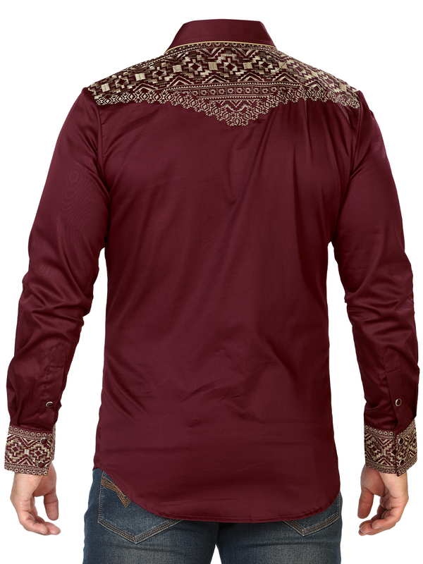 Embroidered Denim Shirt for Men LAMASINI Style LM-2201