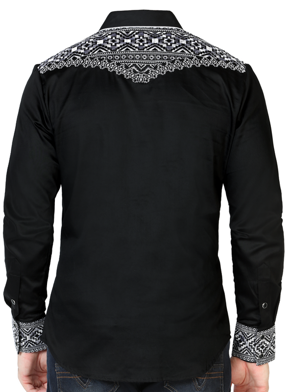 Embroidered Denim Shirt for Men LAMASINI Style LM-2201