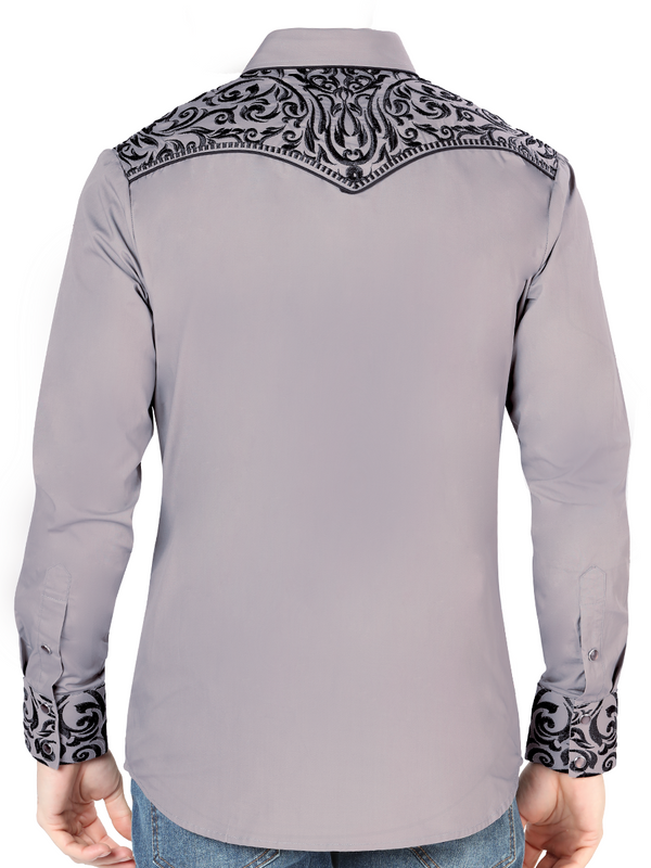 Embroidered Denim Shirt for Men LAMASINI Style LM-2205