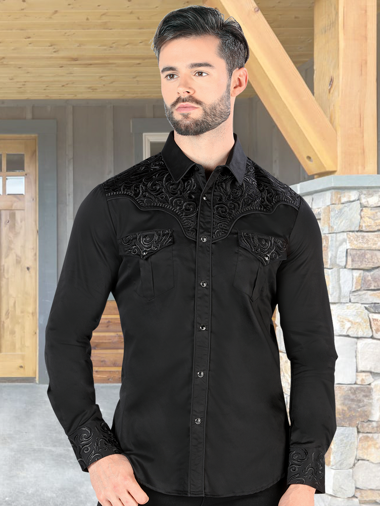 Camisa Vaquera Bordada Para Caballero LAMASINI Estilo LM-2205