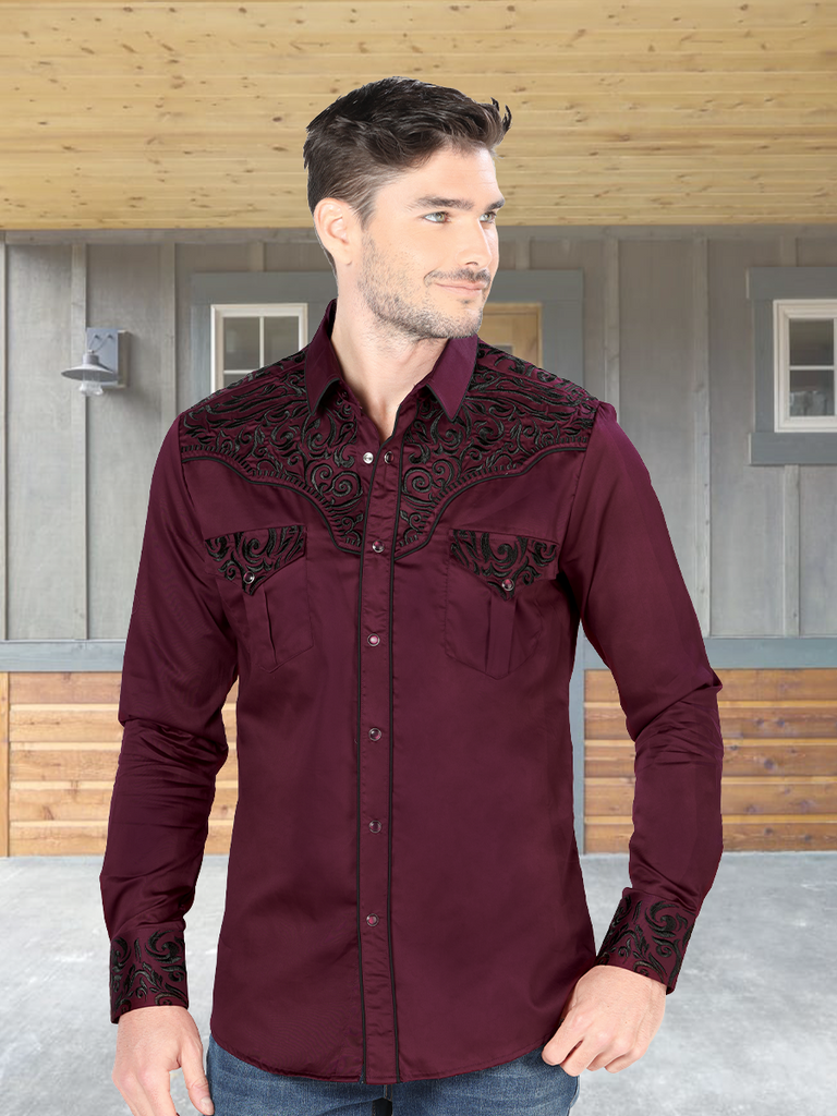 Camisa Vaquera Bordada Para Caballero LAMASINI Estilo LM-2205