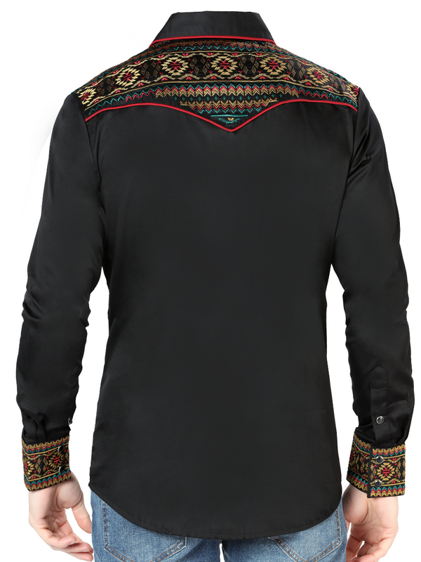 Embroidered Denim Shirt for Men LAMASINI Style LM-2207