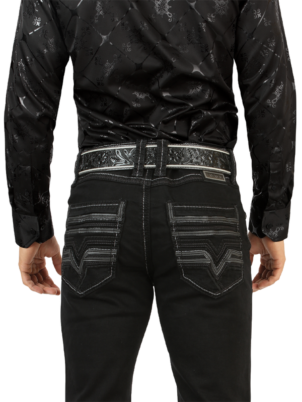 Pantalón Estilo Vaquero LM26502 Black – Diseño con Bordado en Bolsillos y Corte Recto.