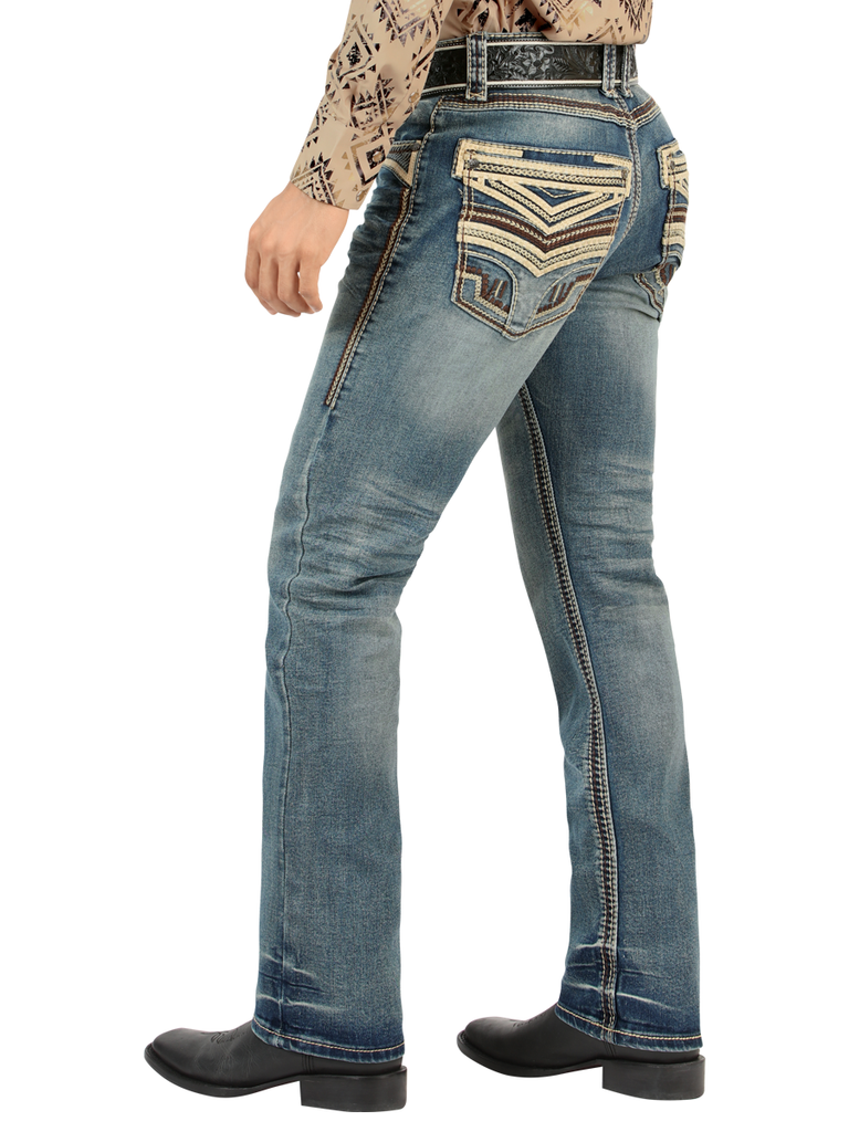 LM26503 Medium Blue Jeans – Design with Embossed Embroidery