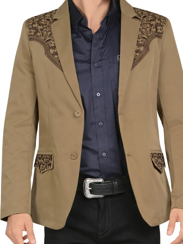 Saco SLIM FIT marca MONTERO Para Caballero Estilo MT-2187 Mostaza