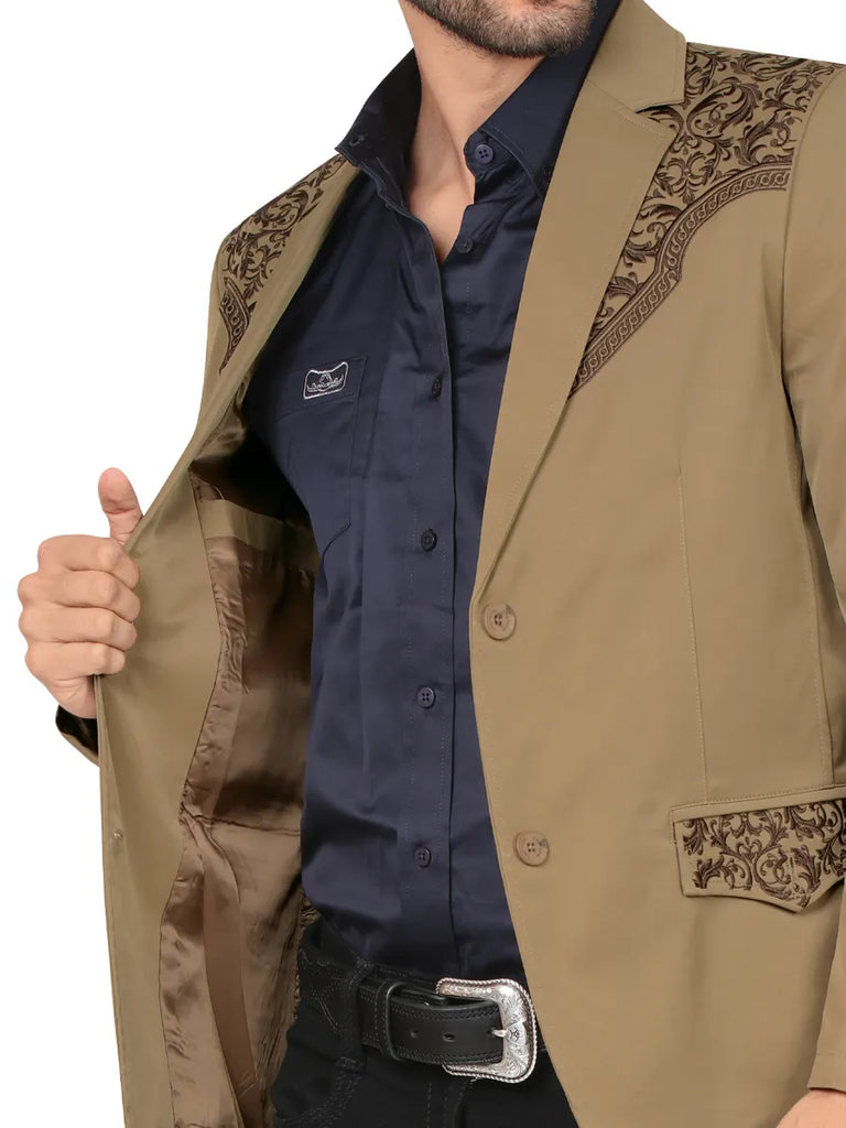 Saco SLIM FIT marca MONTERO Para Caballero Estilo MT-2187 Mostaza