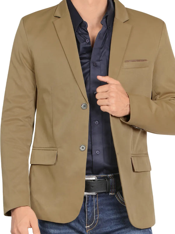 Saco SLIM FIT marca MONTERO Para Caballero Estilo MT-2189 Mostaza