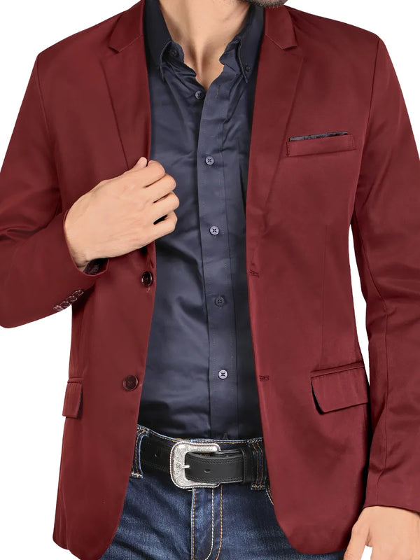 Saco SLIM FIT marca MONTERO Para Caballero Estilo MT-2189 Vino