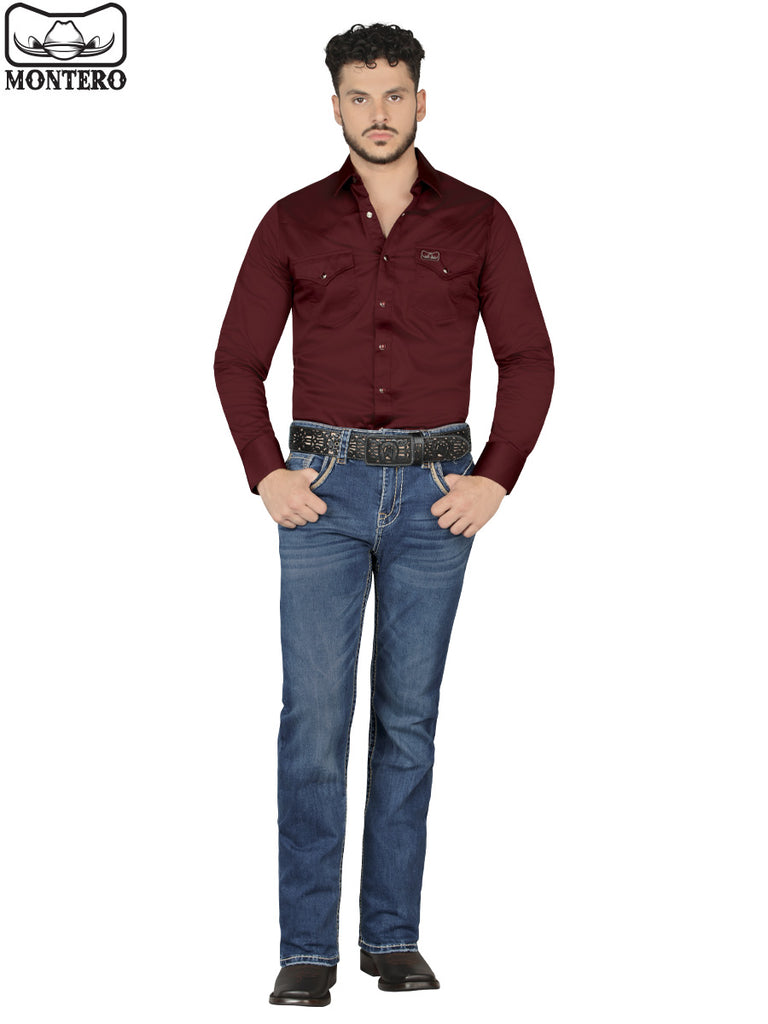 Pantalon para Hombre de Mezclilla Vaquero MONTERO Heavy Denim MT4621 Estilo Rojo