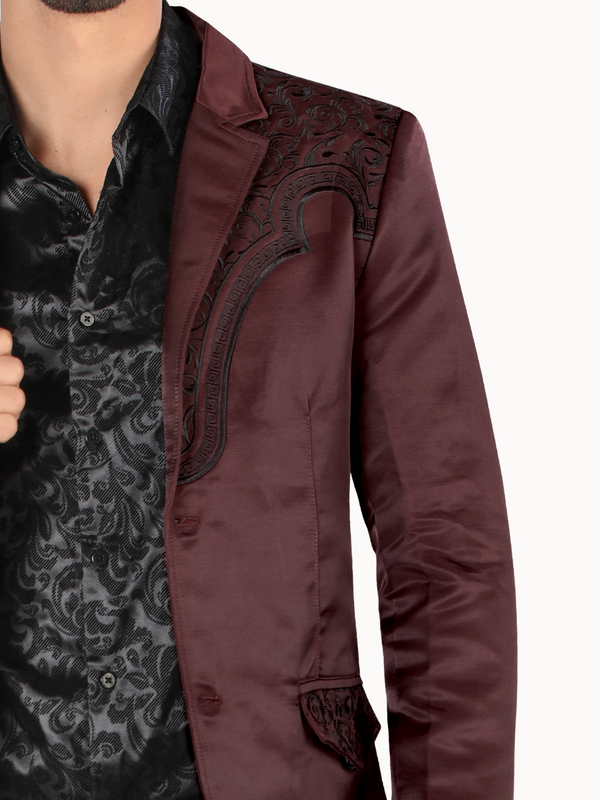Saco MONTERO Bordado Para Caballero Estilo MT-2179 Vino