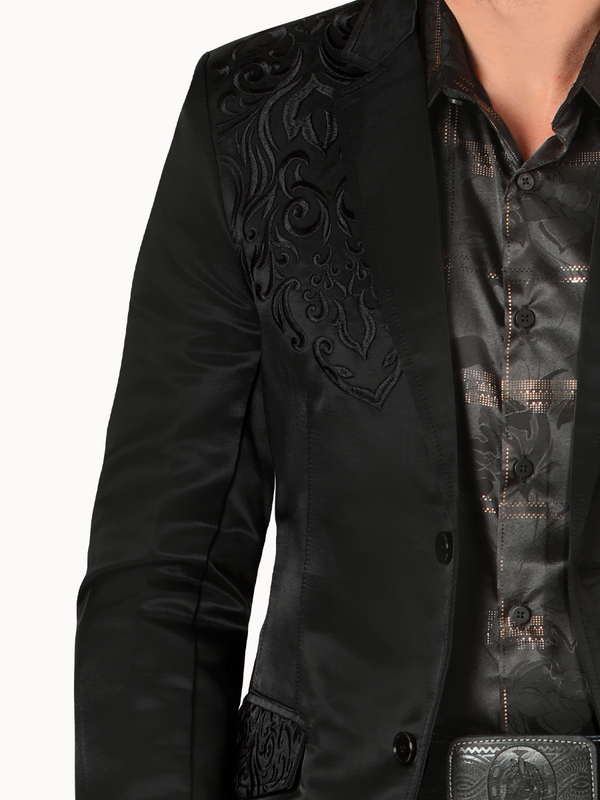 Saco MONTERO Bordado Para Caballero Estilo MT-2185 Negro / Negro