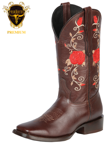 Botas Vaqueras de Mujer Botas Vaqueras Originales Estilo Rojo
