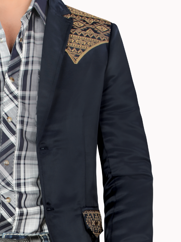 Saco MONTERO Bordado Para Caballero Estilo MT-2181 Navy / Cafe