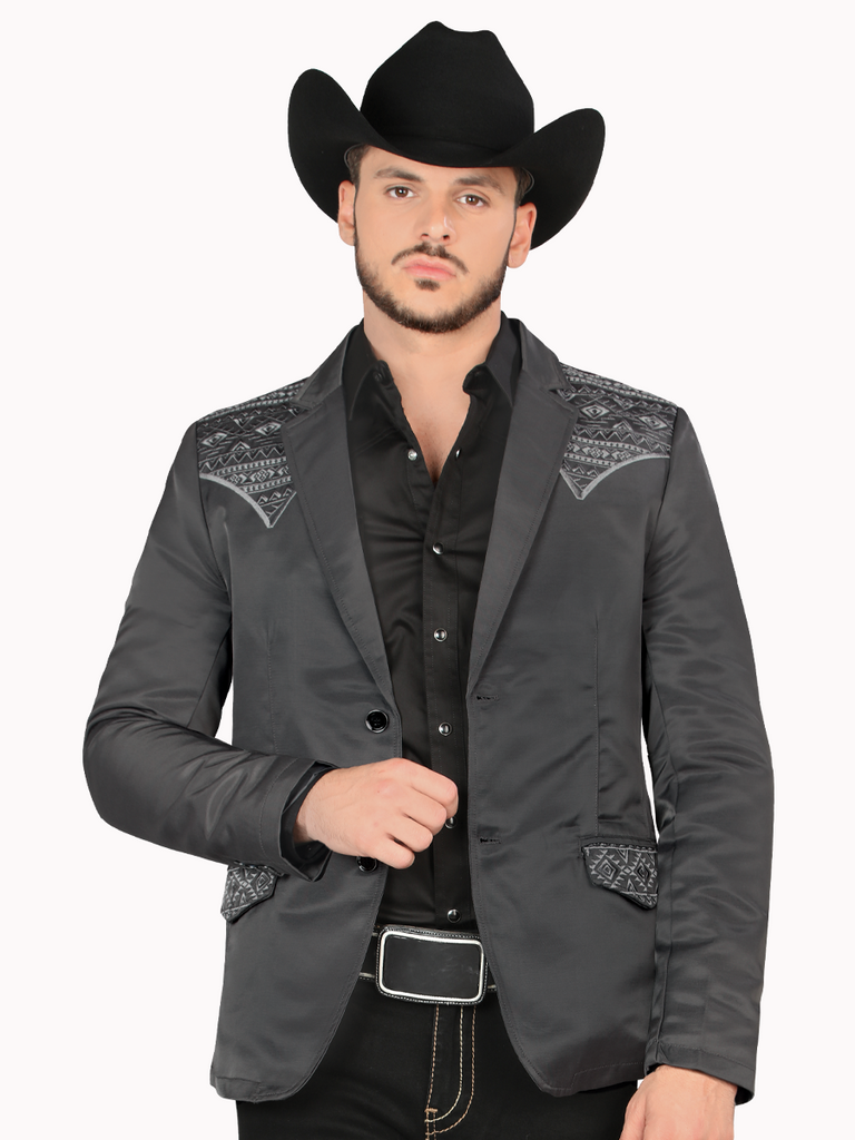 Saco MONTERO Bordado Para Caballero Estilo MT-2181 Charcoal / Gris