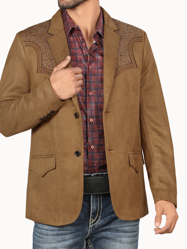 Saco MONTERO Bordado Para Caballero Estilo MT-2182 Cafe