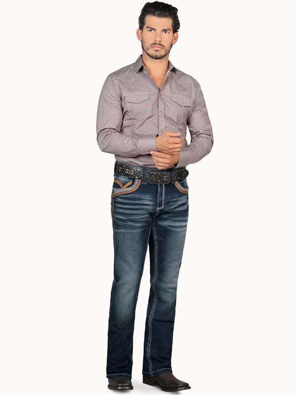 Pantalón para Hombre de Mezclilla Vaquero LAMASINI (HEAVY DENIM) LM12101 Dark Blue
