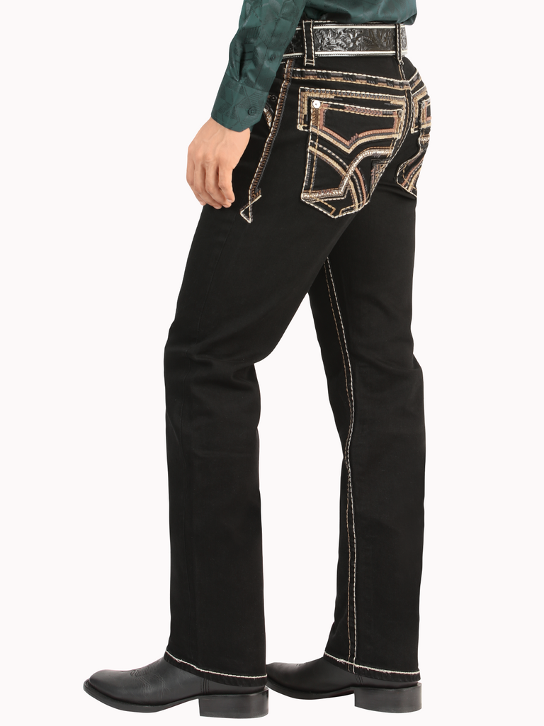 Pantalón para Hombre de Mezclilla Vaquero MONTERO (Heavy Denim) MT-4638 Black