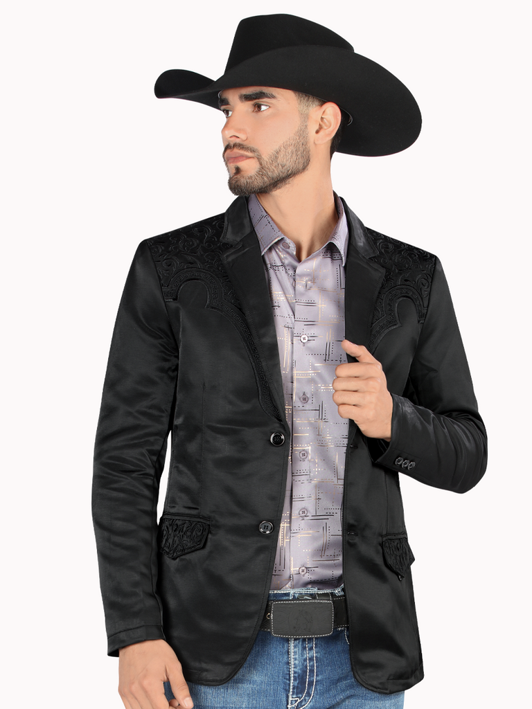 Saco MONTERO Bordado Para Caballero Estilo MT-2179 Negro / Negro