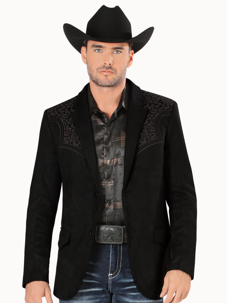 Saco MONTERO Bordado Para Caballero Estilo MT-2182 Negro / Gris
