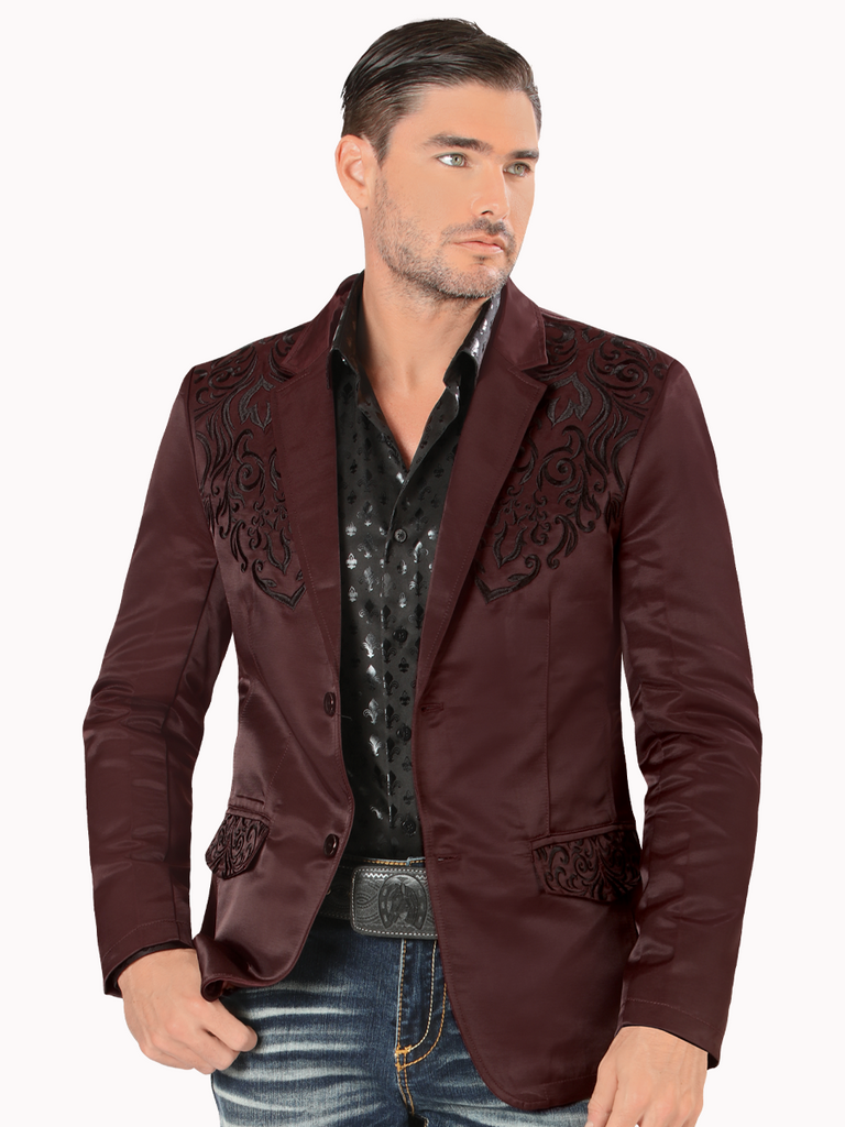 Saco MONTERO Bordado Para Caballero Estilo MT-2185 Vino