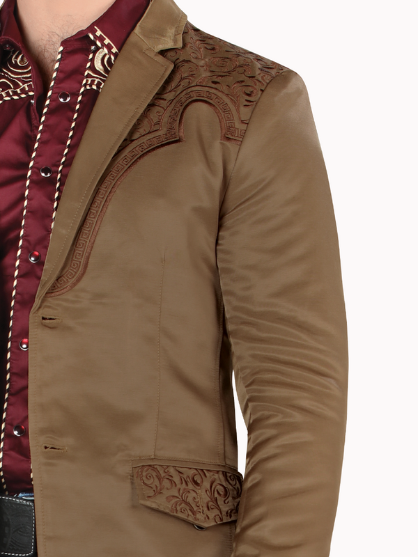 Saco MONTERO Bordado Para Caballero Estilo MT-2179 Cafe Claro