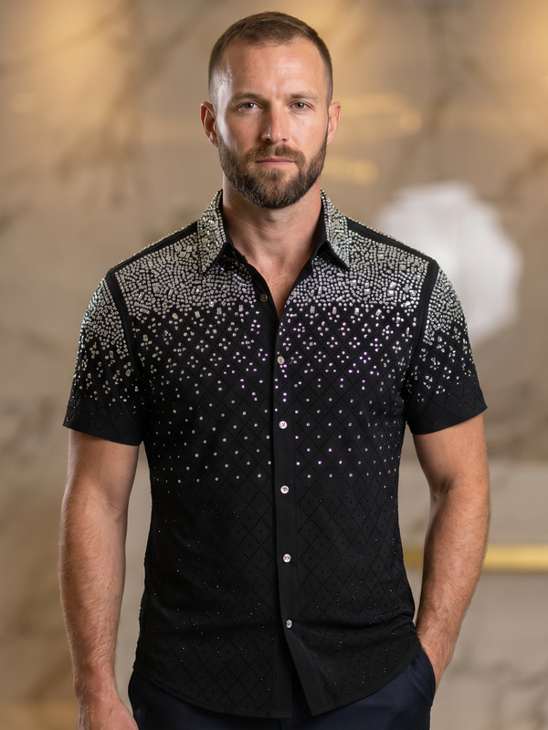 BARABAS Premium Rhinestone Shirt 5SST20 Black/Silver – Luxury Fit Butt ...