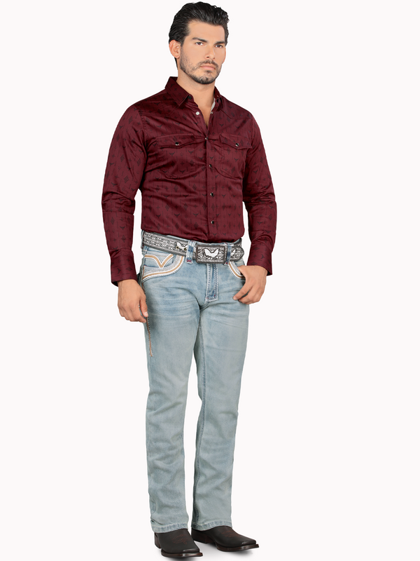 Pantalón para Hombre de Mezclilla Vaquero LAMASINI (HEAVY DENIM) LM12101 Light Blue